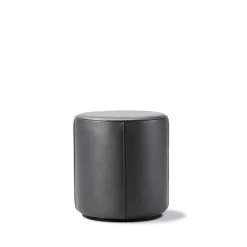 Pouf Mono, Cuir Omni 301 noir-Ø39 cm