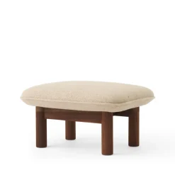 Repose-pieds Brasilia, Bouclé 02 beige-structure en noyer