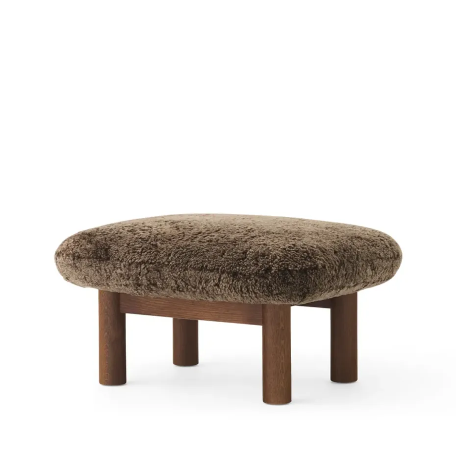 Repose-pieds Brasilia, Peau de mouton root marron-chêne foncé