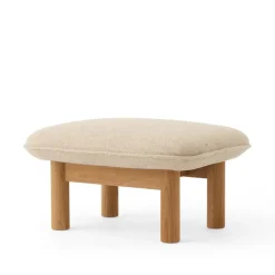 Repose-pieds Brasilia, tissu bouclé 02 beige, structure en chêne