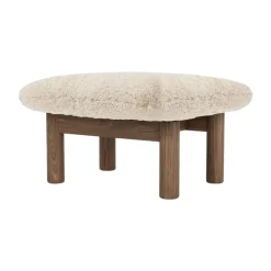 Repose-pieds Brasilia, Walnut-Nature sheepskin curly