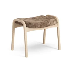 Repose-pieds Lamino hêtre laqué/peau de mouton, Sahara (marron nougat)