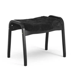 Repose-pieds Lamino, Peau de mouton black-hêtre lasuré noir