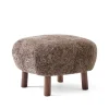 Repose-pieds Little Petra ATD1, Peau de mouton Sahara-pieds en noyer
