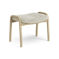 Repose-pieds pour enfant Lamini chêne laqué/peau de mouton, Moonlight (beige)