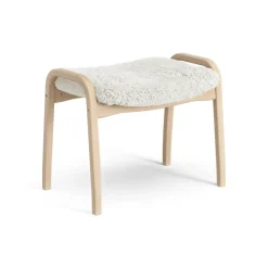 Repose-pieds pour enfant Lamini hêtre laqué/peau de mouton, Offwhite (blanc)