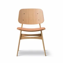 Søborg 3051 wood chaise avec assise rembourrée, Cuir Omni chêne laqué cognac