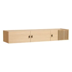 Sideboard Array fixée au mur, 150 cm, Chêne pigmenté blanc