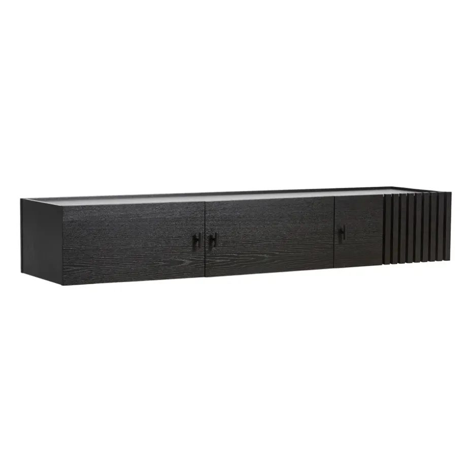 Sideboard Array fixée au mur, 150 cm, Chêne peint en noir