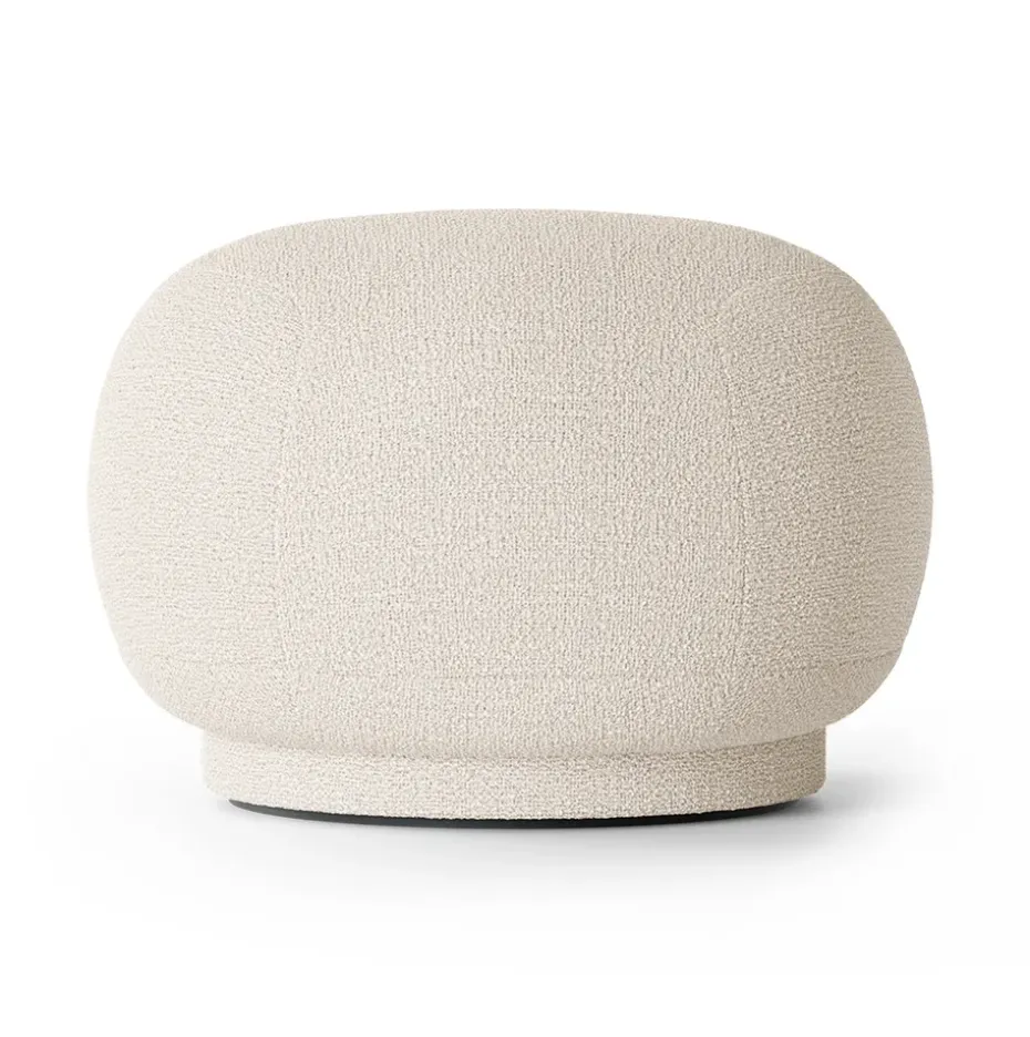 Siège pouf Rico, Bouclé blanc cassé