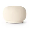 Siège pouf Rico, Laine bouclée blanc cassé