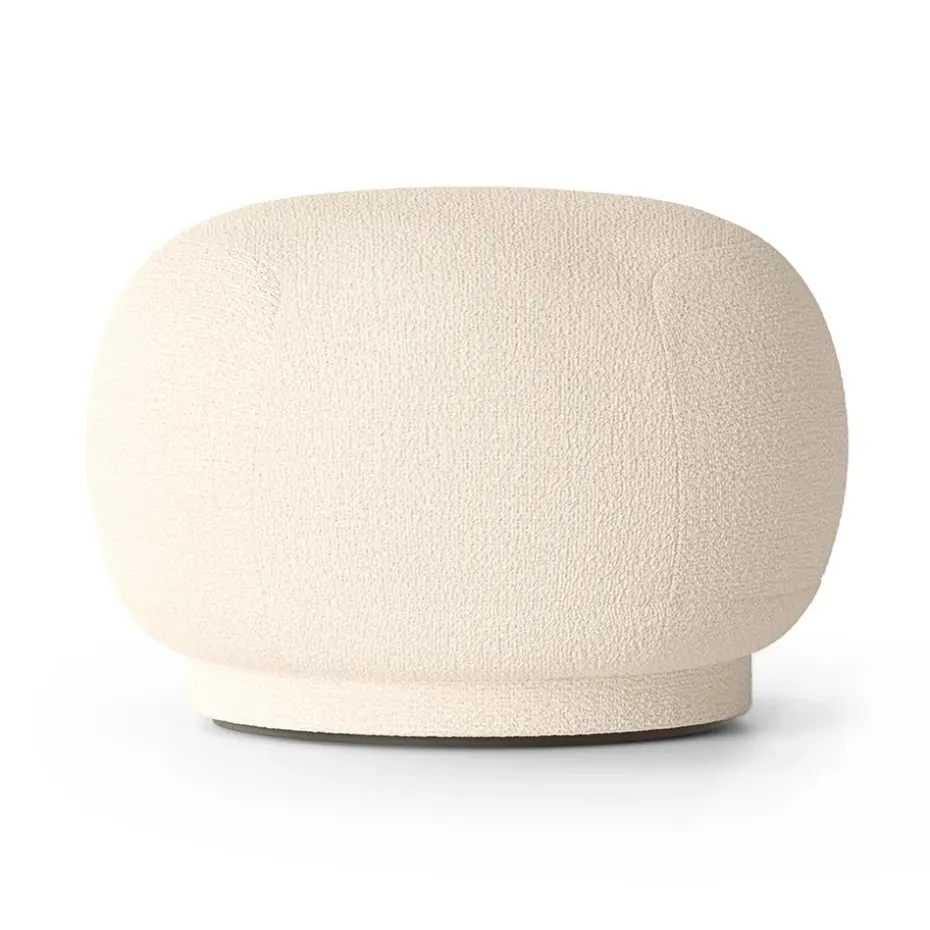 Siège pouf Rico, Laine bouclée blanc cassé
