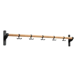 Support mural avec crochets Nostalgi 100 cm, Bambou-noir