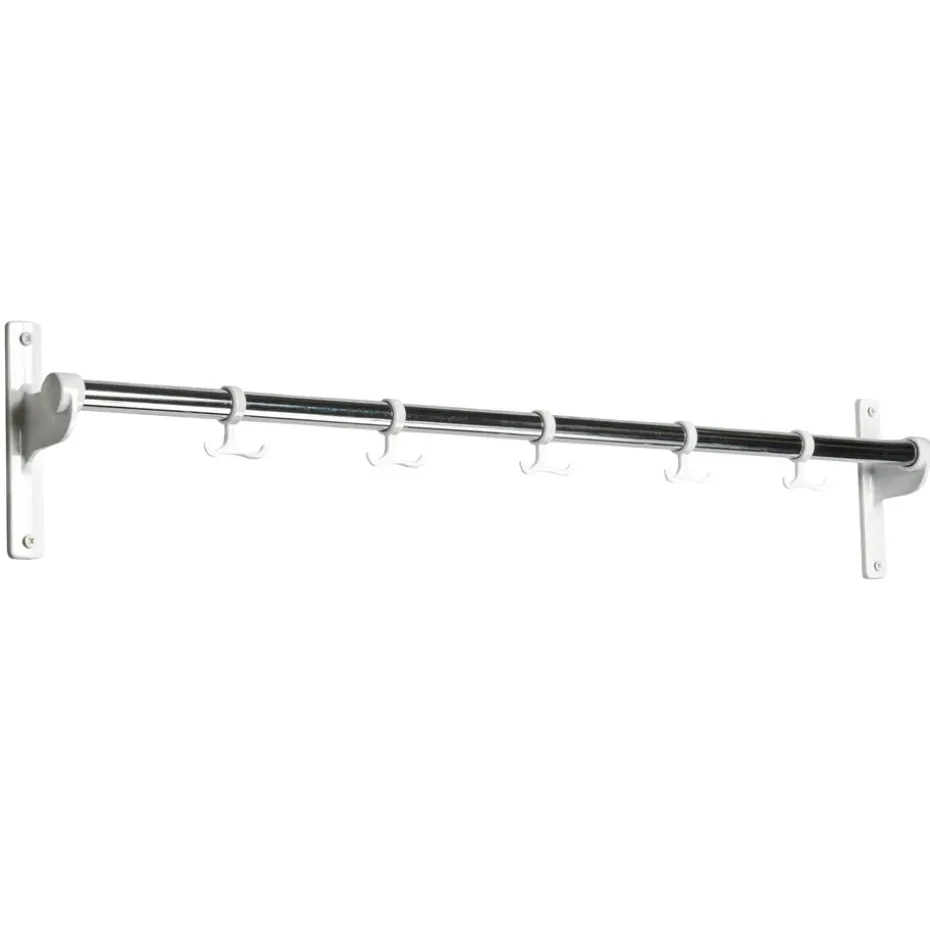 Support mural avec crochets Nostalgi 100 cm, chrome/blanc