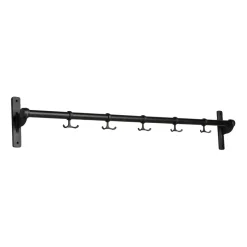Support mural avec crochets Nostalgi 100 cm, Chêne peint noir-noir