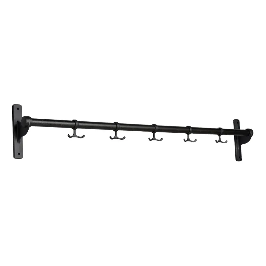 Support mural avec crochets Nostalgi 100 cm, Chêne peint noir-noir