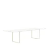 Table à manger 70/70 295x108 cm, White laminate-Plywood-Sand
