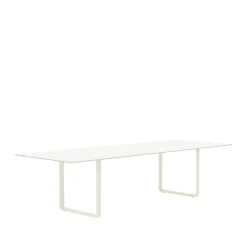 Table à manger 70/70 295x108 cm, White laminate-Plywood-Sand