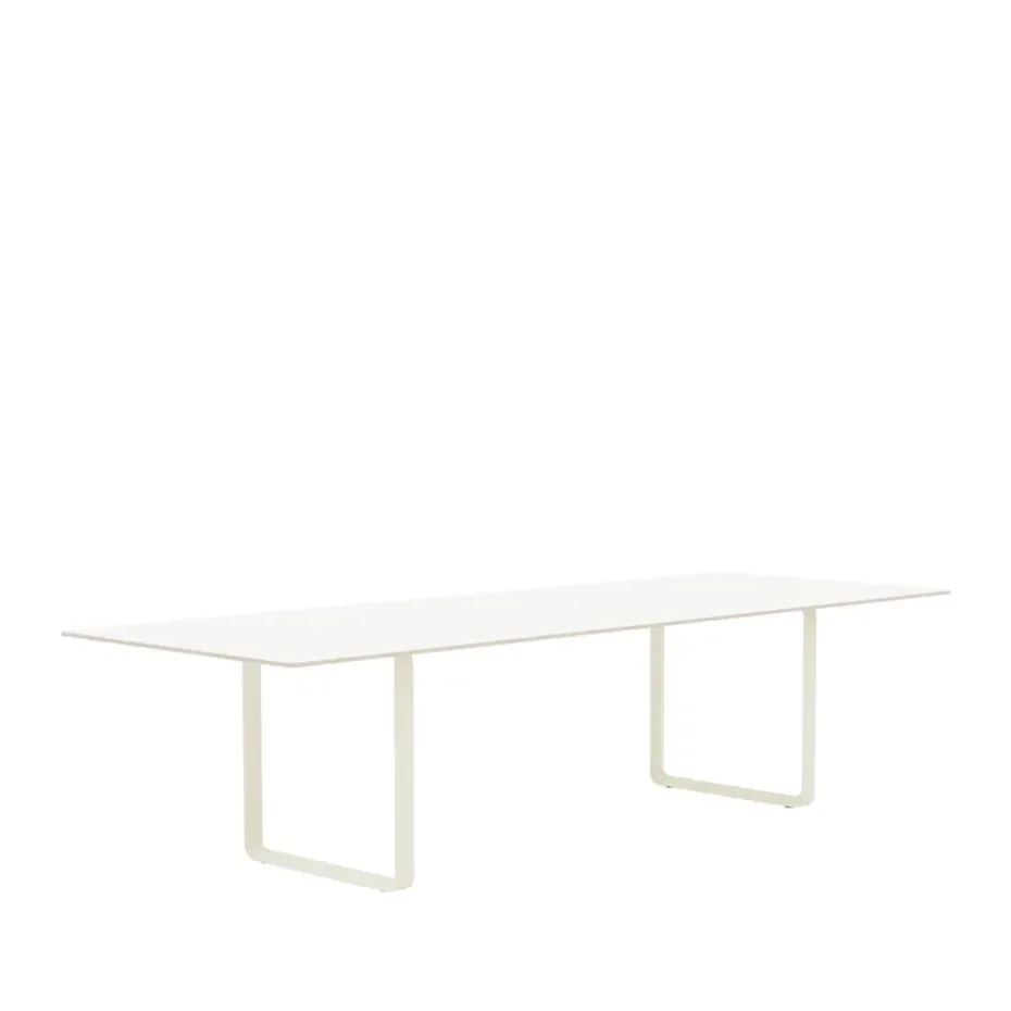 Table à manger 70/70 295x108 cm, White laminate-Plywood-Sand