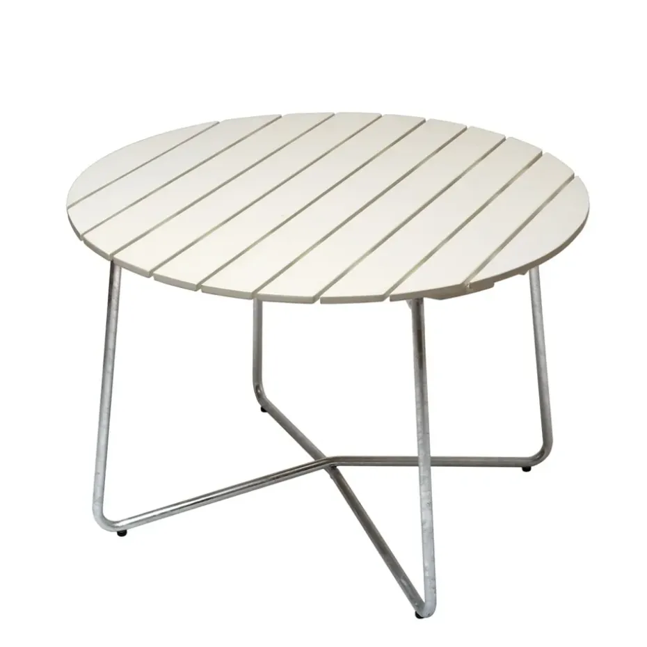 Table à manger 9A, Chêne laqué blanc Ø100 cm