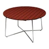 Table à manger 9A, Chêne laqué rouge foncé-châssis galvanisé à chaud Ø120 cm