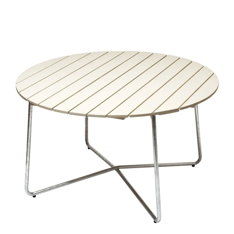 Table à manger 9A, Chêne laqué blanc - ø120 cm