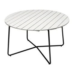 Table à manger 9A, Chêne laqué blanc-noir, Ø120 cm