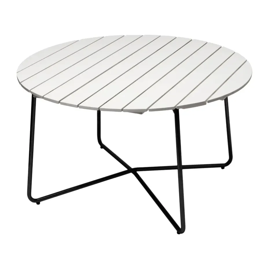 Table à manger 9A, Chêne laqué blanc-noir, Ø120 cm