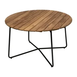 Table à manger 9A, Teck non traité-noir, Ø120 cm