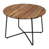 Table à manger 9A, Teck non traité-noir, Ø100 cm