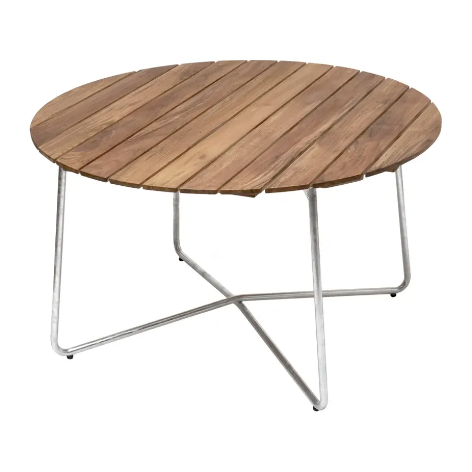 Table à manger 9A, Teck-structure en acier avec galvanisation à chaud Ø120 cm
