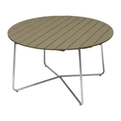 Table à manger 9A, Vert clair chêne-stand galvanisé à chaud Ø120 cm