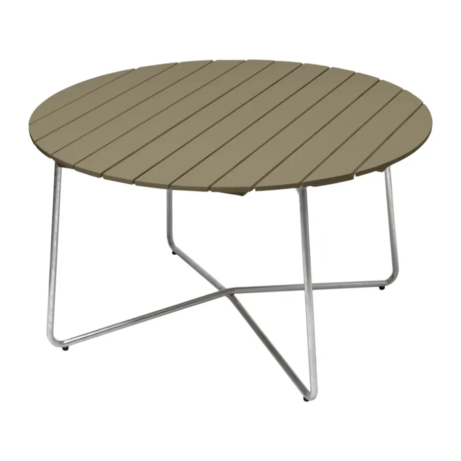 Table à manger 9A, Vert clair chêne-stand galvanisé à chaud Ø120 cm