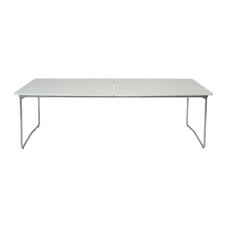 Table à manger B31, Chêne laqué blanc - pieds galvanisés