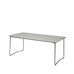 Table à manger B31, Chêne laqué blanc-structure en acier avec galvanisation à chaud
