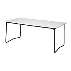 Table à manger B31, Chêne laqué blanc-noir