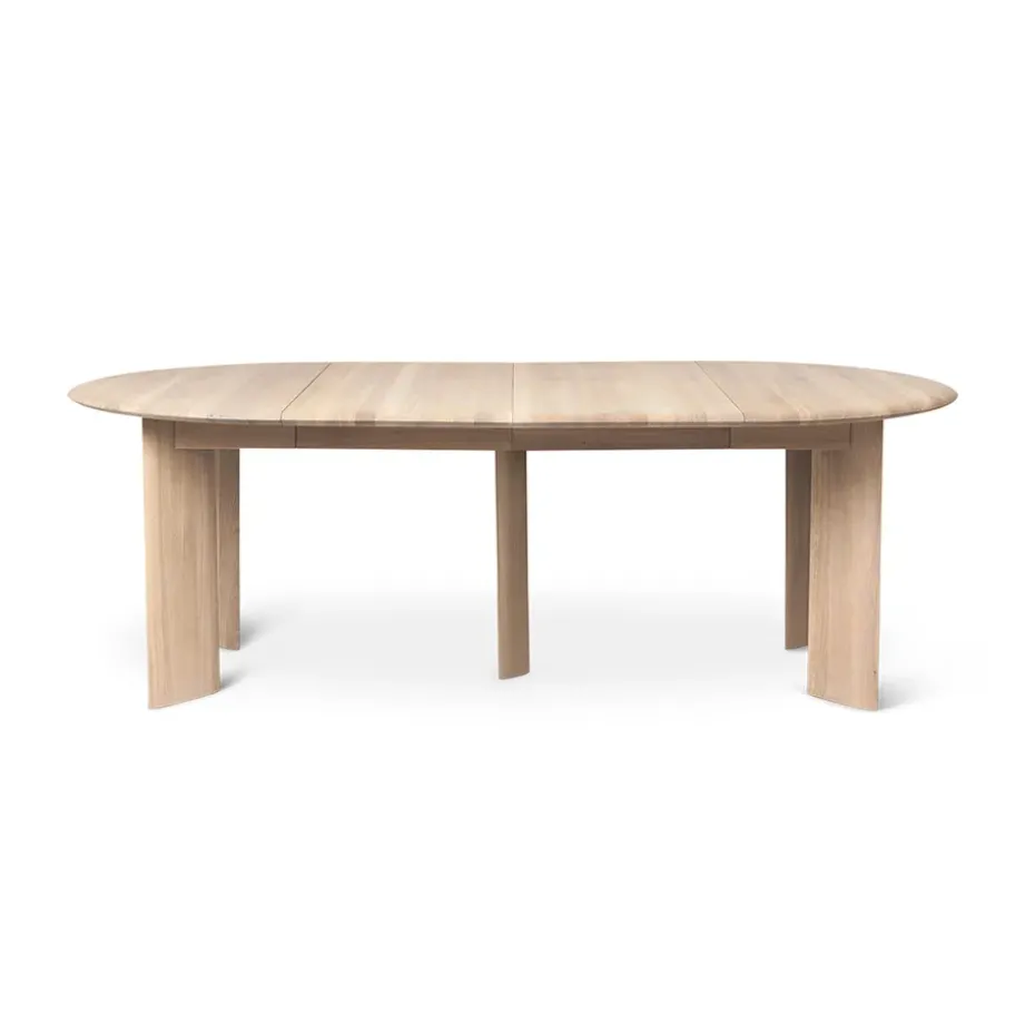 Table à manger Bevel Extendable, Chêne blanchi à l’huile, inclut 2 rallonge