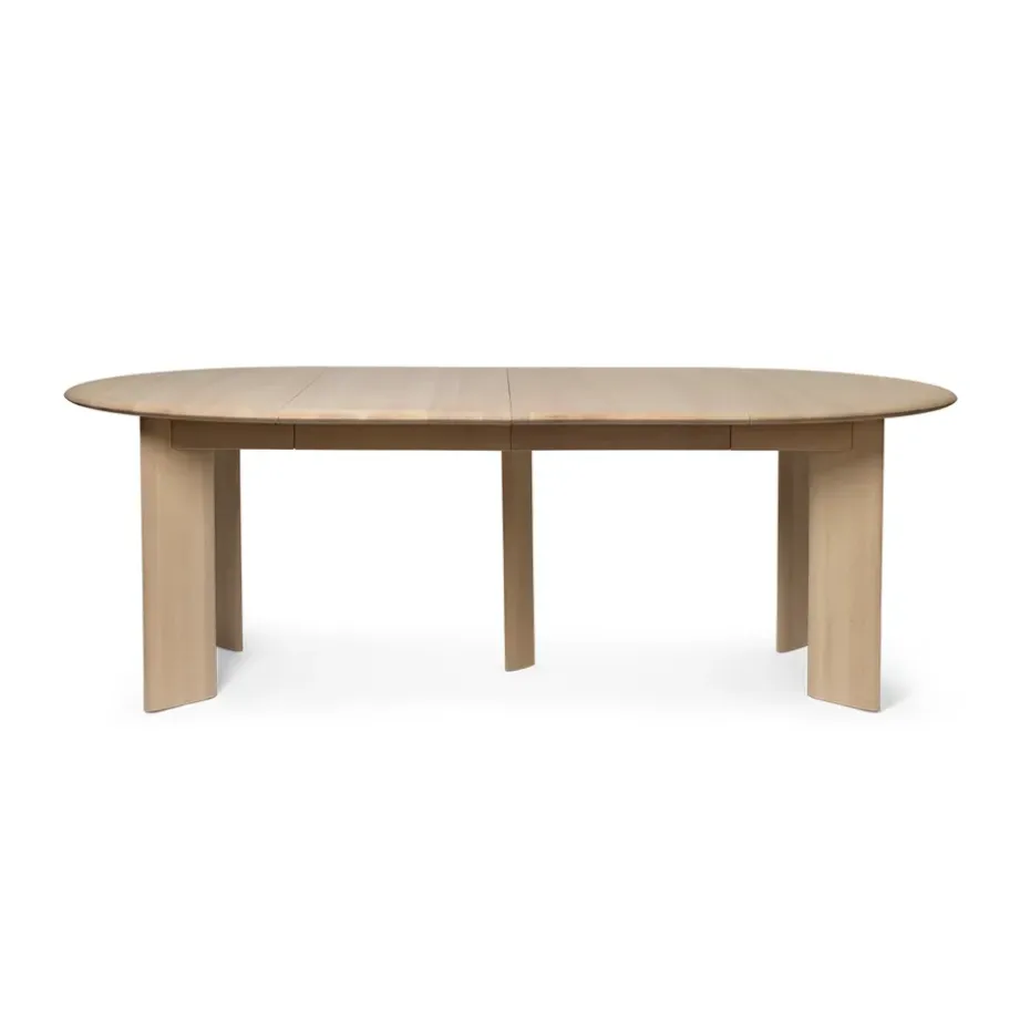 Table à manger Bevel Extendable, Hêtre blanchi à l’huile, inclut 2 rallonges