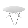 Table à manger Big O Table, marbre de Carrare, structure en acier inoxydable