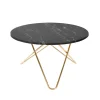 Table à manger Big O Table, marbre marquina, structure en laiton