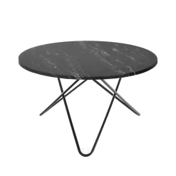Table à manger Big O Table, marbre marquina, structure noire