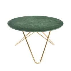 Table à manger Big O Table, marbre indien, structure en laiton