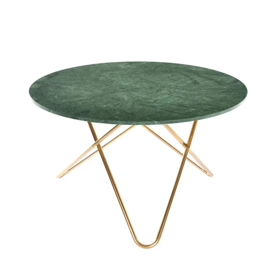 Table à manger Big O Table, marbre indien, structure en laiton