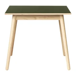 Table à manger C35A 82x82 cm, Linoléum olive – chêne naturel, vernis à base d’eau