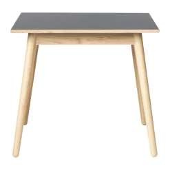 Table à manger C35A 82x82 cm, Linoléum gris clair – chêne naturel, vernis à base d’eau