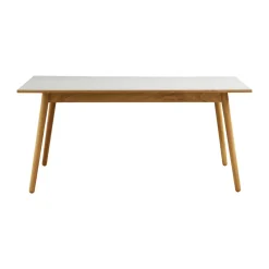 Table à manger C35B 82x160 cm, Linoléum gris clair – chêne naturel, vernis à base d’eau