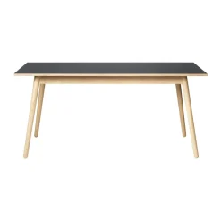 Table à manger C35B 82x160 cm, Linoléum noir – chêne naturel, vernis à base d’eau