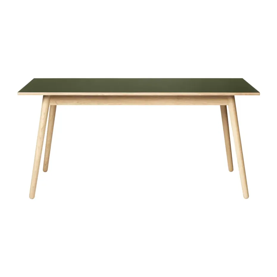 Table à manger C35B 82x160 cm, Linoléum olive – chêne naturel, vernis à base d’eau