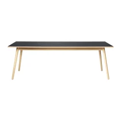 Table à manger C35C 95x220 cm, Linoléum noir – chêne naturel, vernis à base d’eau