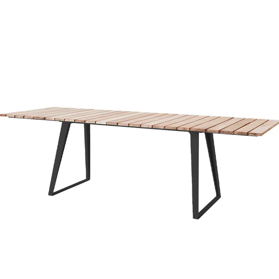 Table à manger Copenhagen, Teck, support lava grey